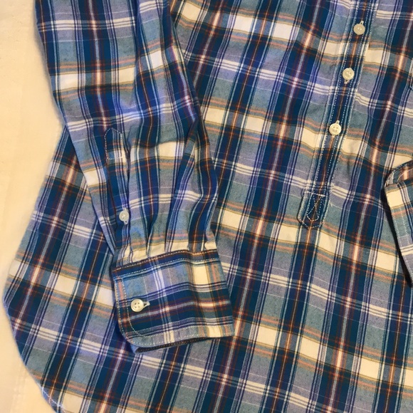 Ladies J. Crew Blue Plaid Long Sleeve Top - Picture 4 of 8